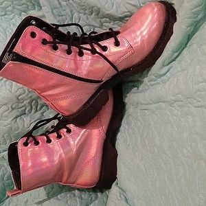 Pink iridescent boots